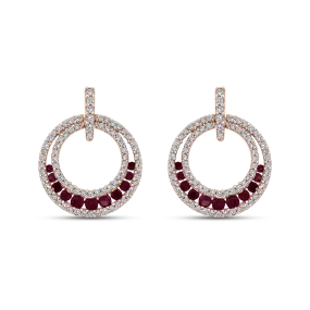 The Belina Earrings | Lab Diamond Crescent Drop Stud & Ruby