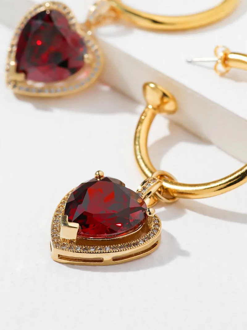 THE RUBY HEART HOOP EARRINGS