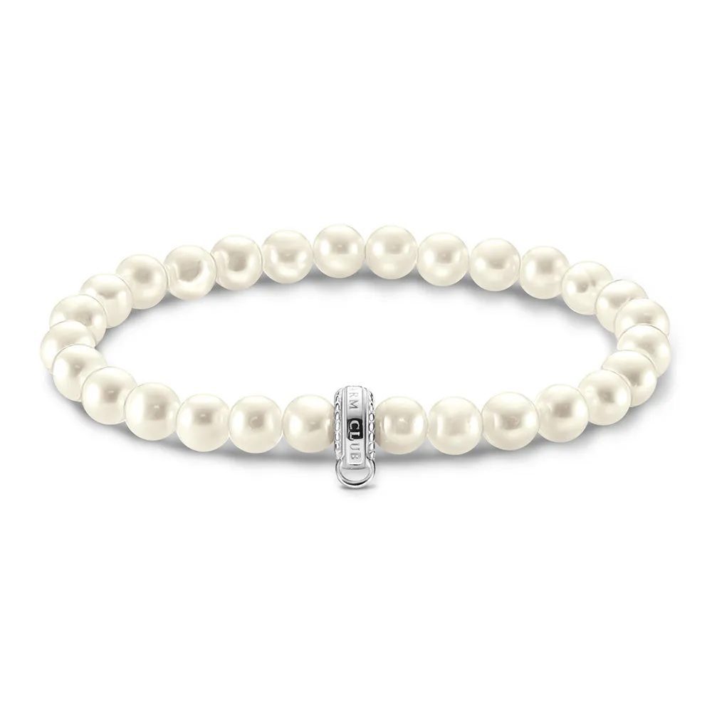 Thomas Sabo Sterling Silver Charm Club Fresh Water Pearl 15cm Bracelet