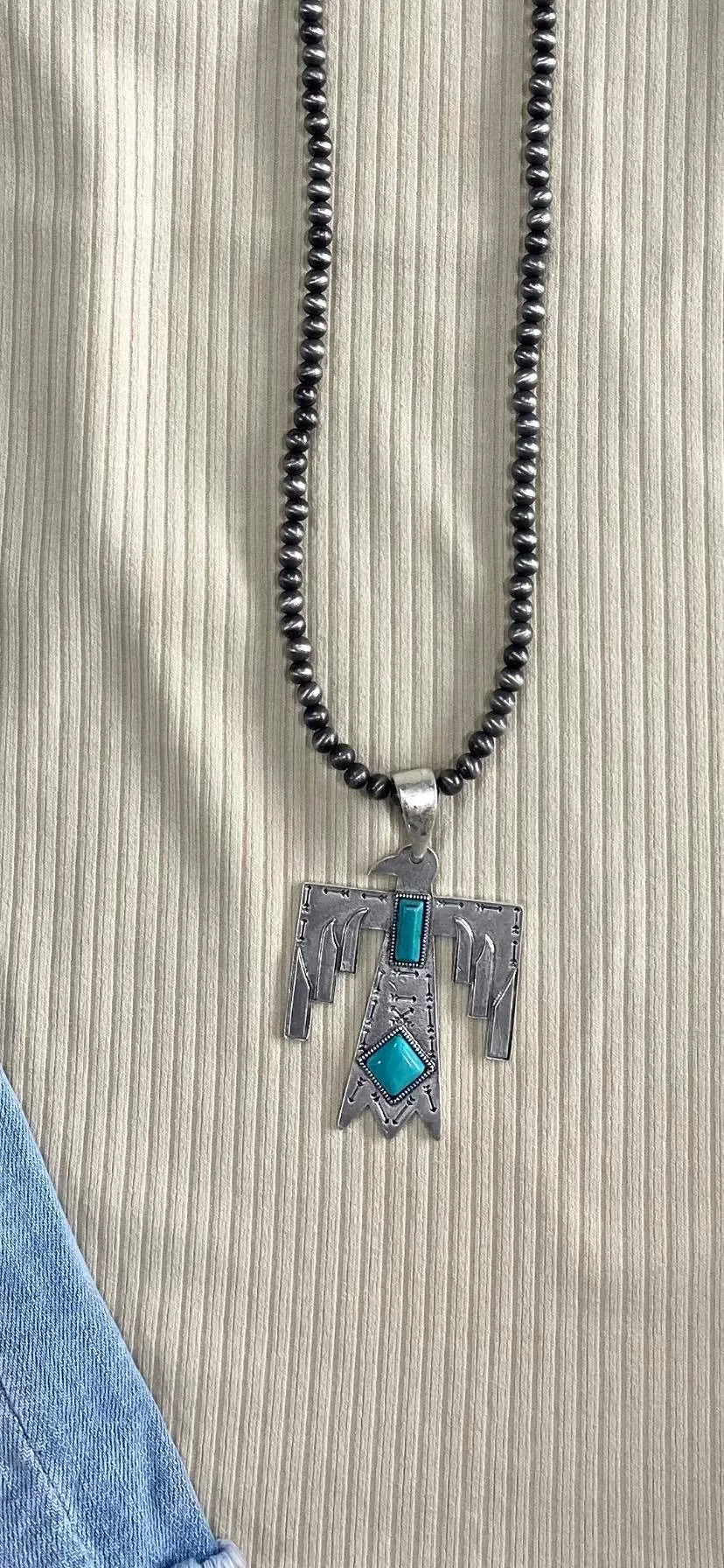 Thunderbird Pendant Beaded Necklace