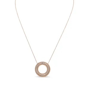 Tiffany & Co. 18ct Diamond Set "T" Circle Pendant On Necklace