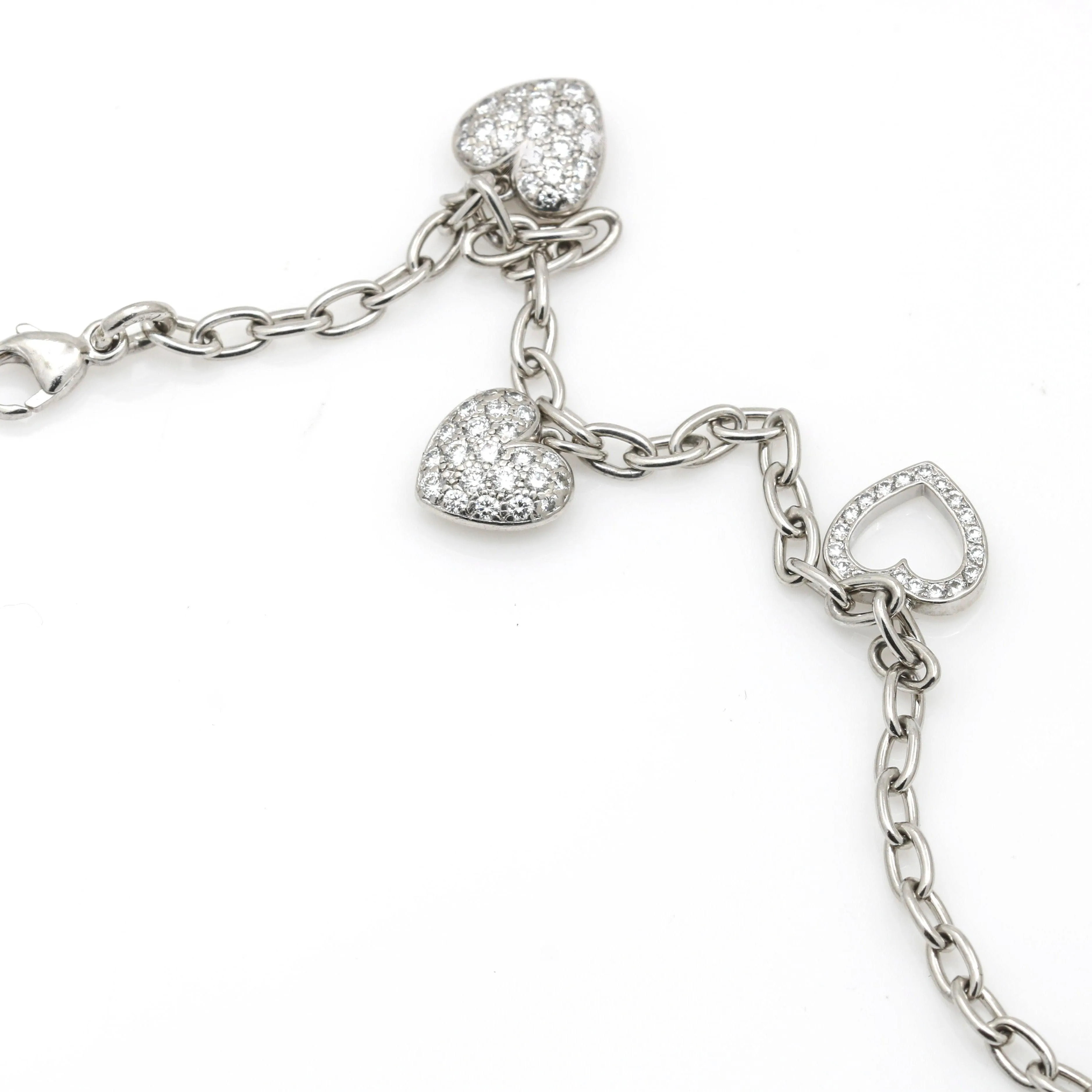 Tiffany & Co. Pave Diamond Hearts Charm Bracelet in Platinum