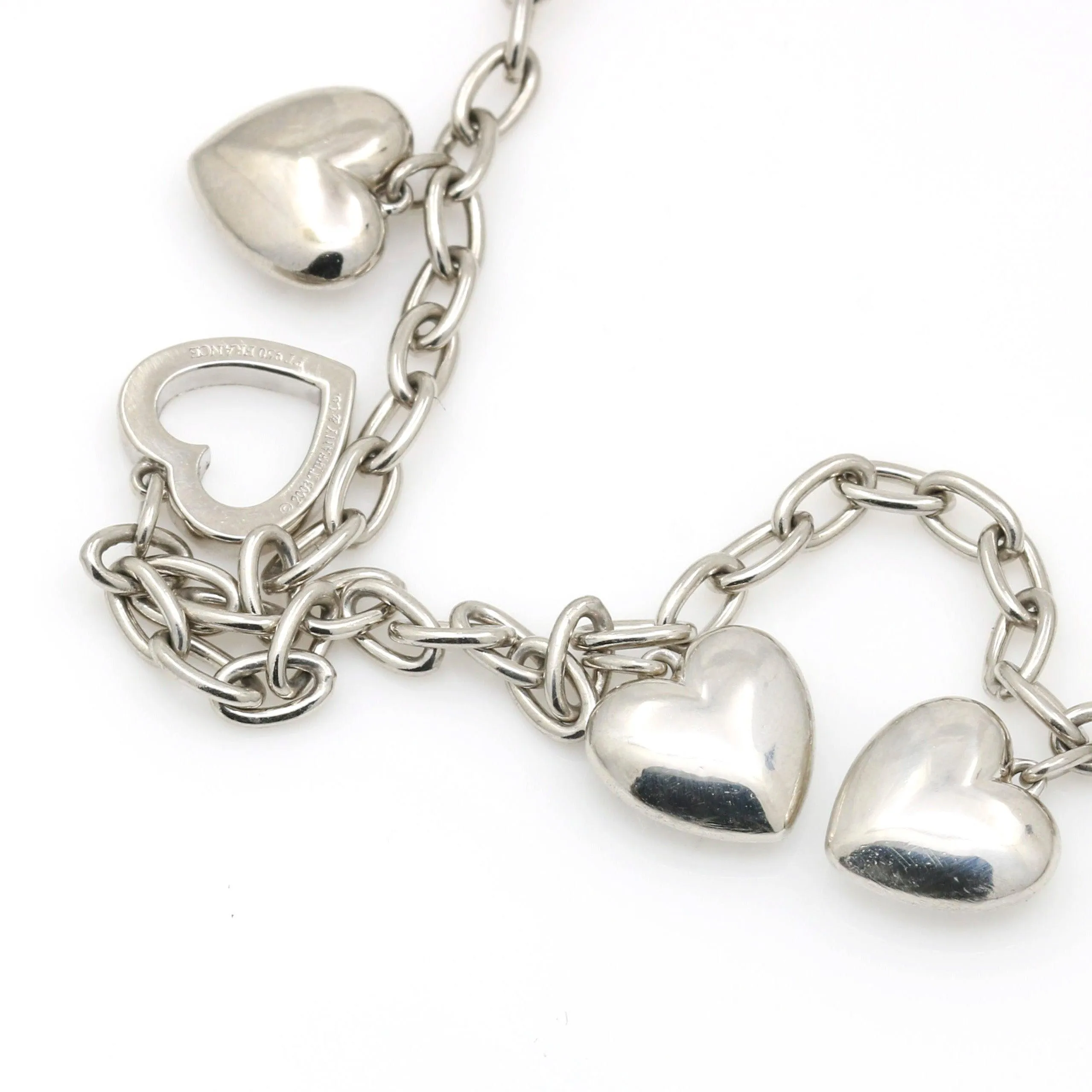 Tiffany & Co. Pave Diamond Hearts Charm Bracelet in Platinum