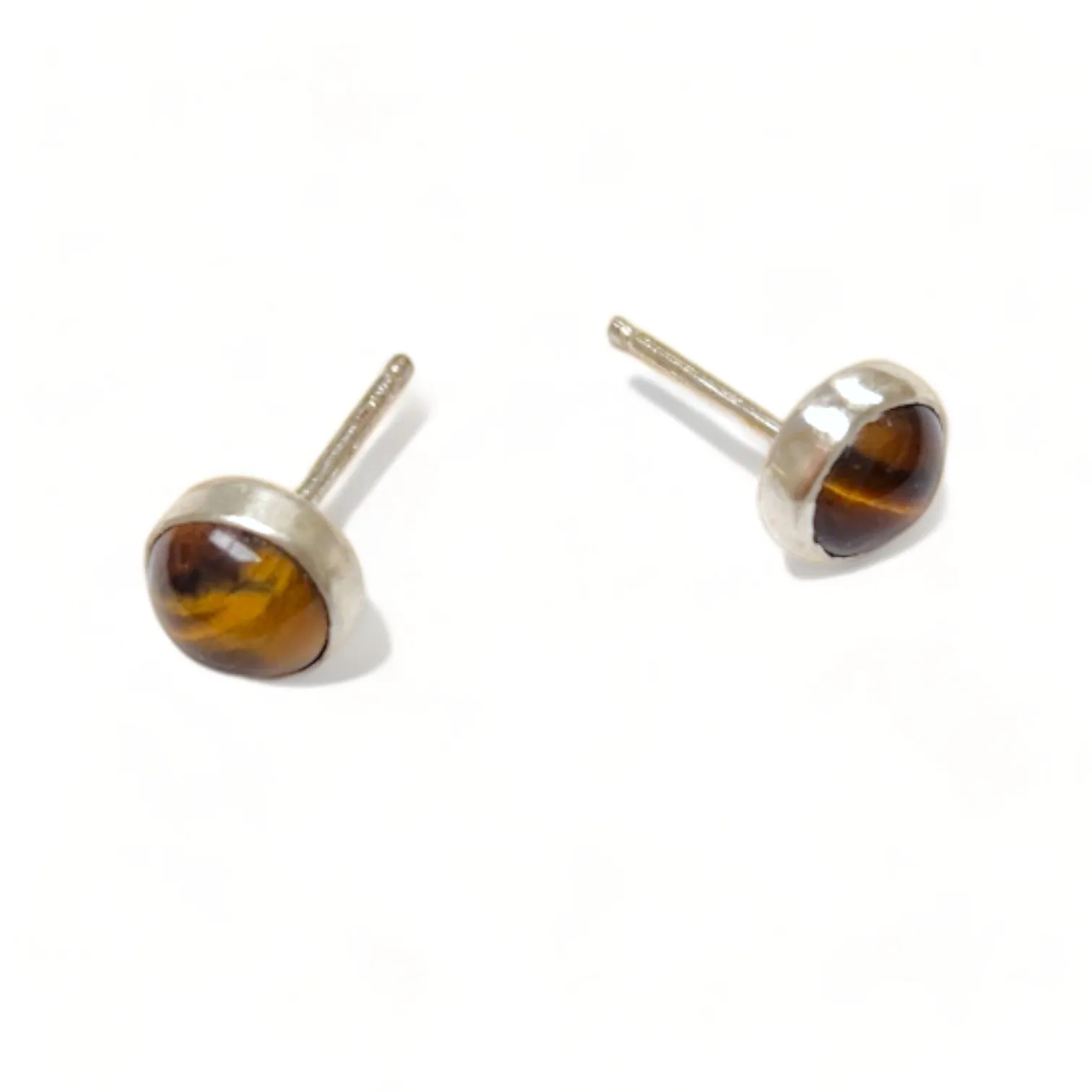 Tiger Eye Bezel Post Earrings