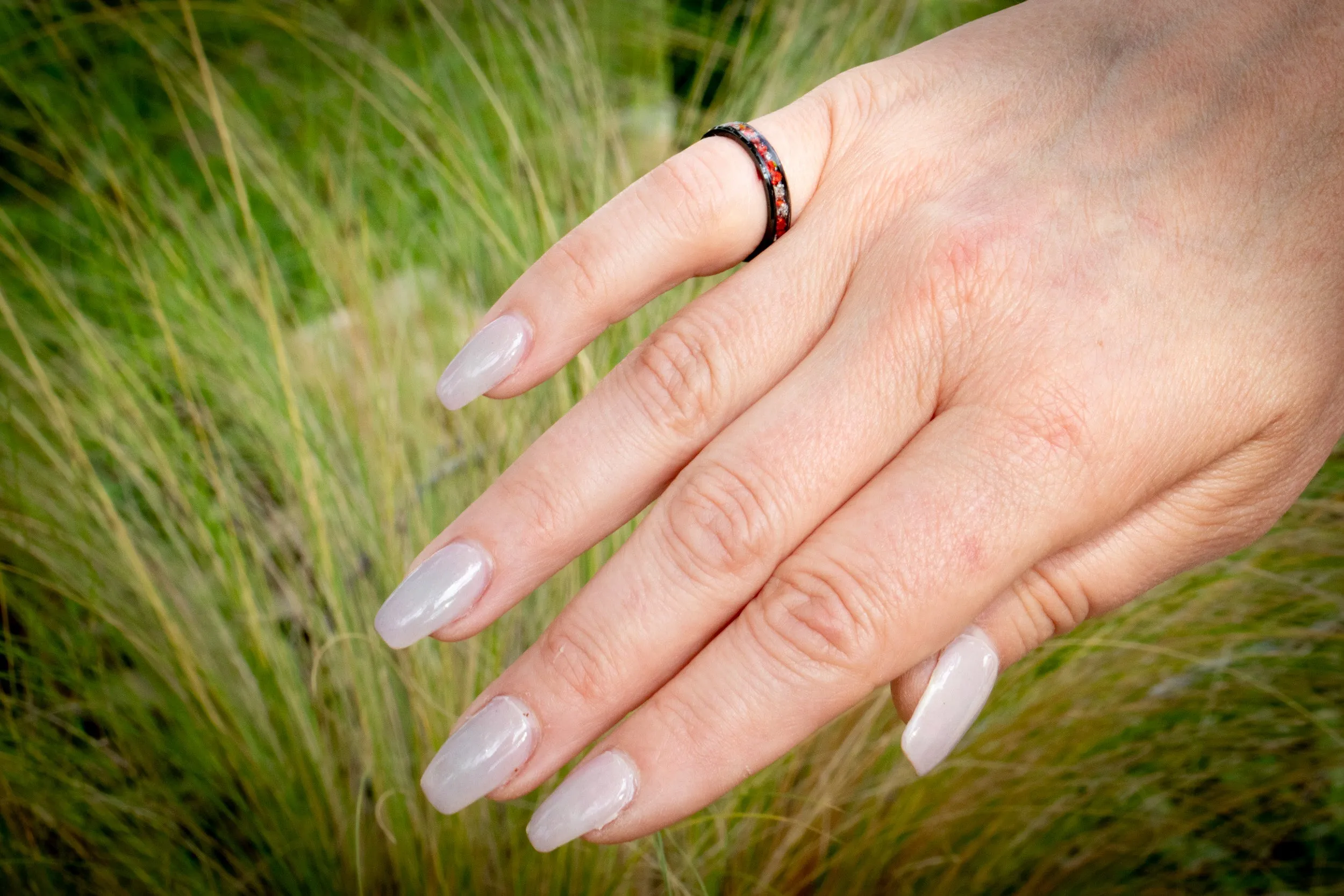 Titanium Carbide Ring with Cremation Ashes