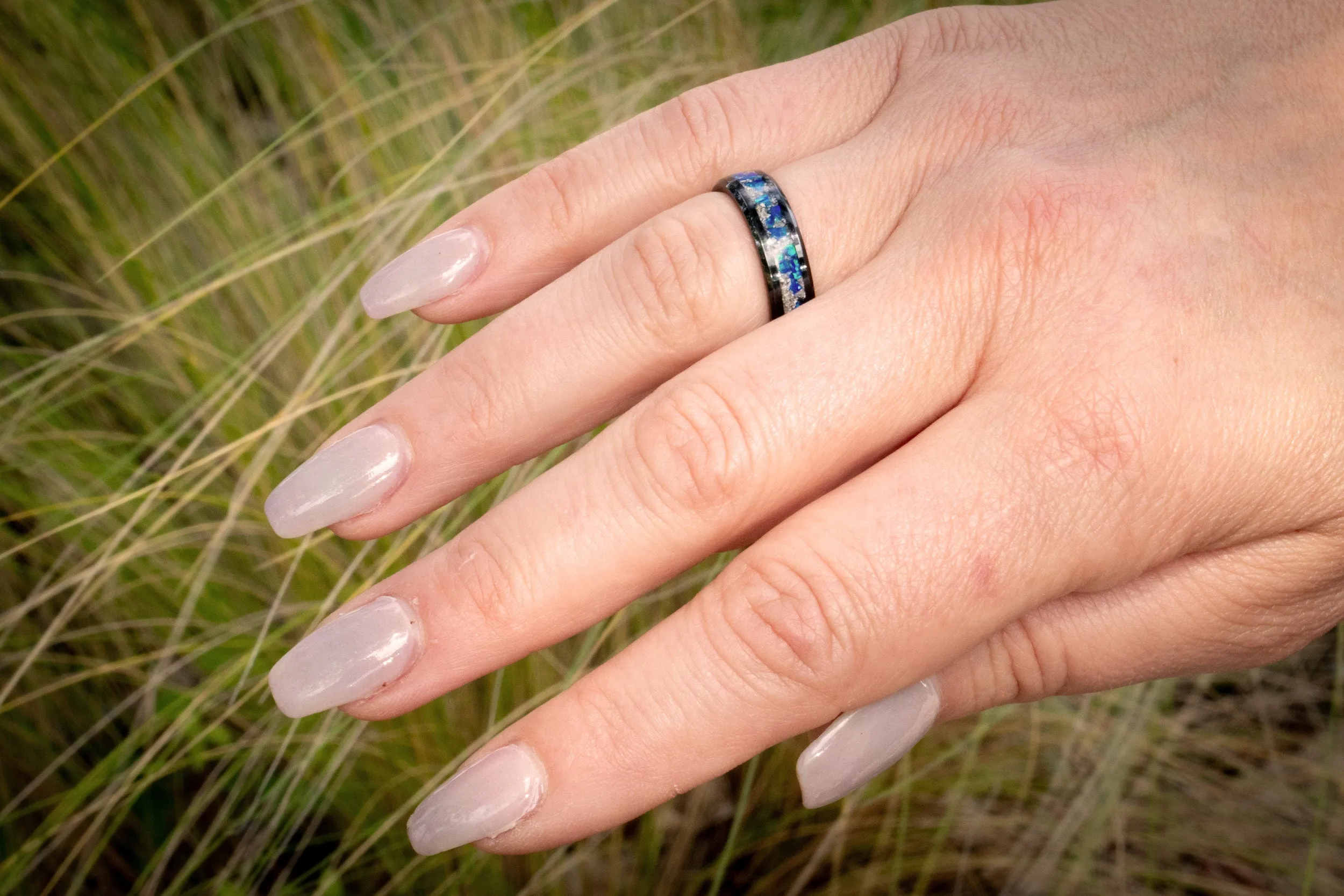 Titanium Carbide Ring with Cremation Ashes