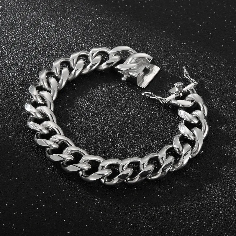 Titanium Steel Cuban Link Bracelet Necklace for Men - European and American Trend