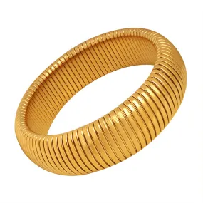 Titanium Steel Electroplated 18K Gold Wide Ring Bracelet with Natural Metal Feel