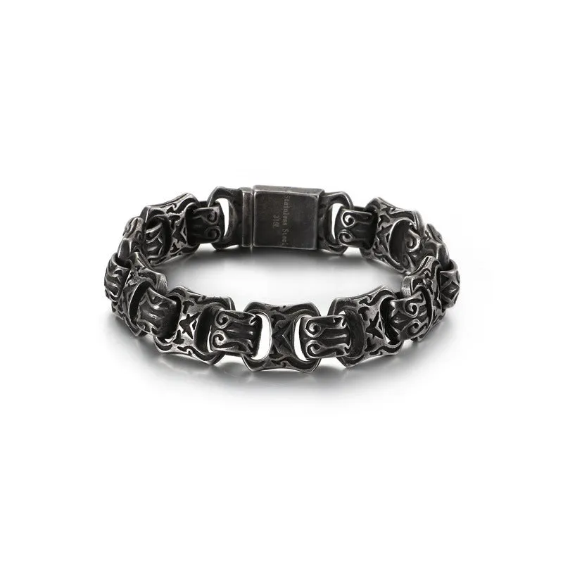 Titanium Steel Punk Cross Bracelet for Men - Domineering Stainless Steel Design