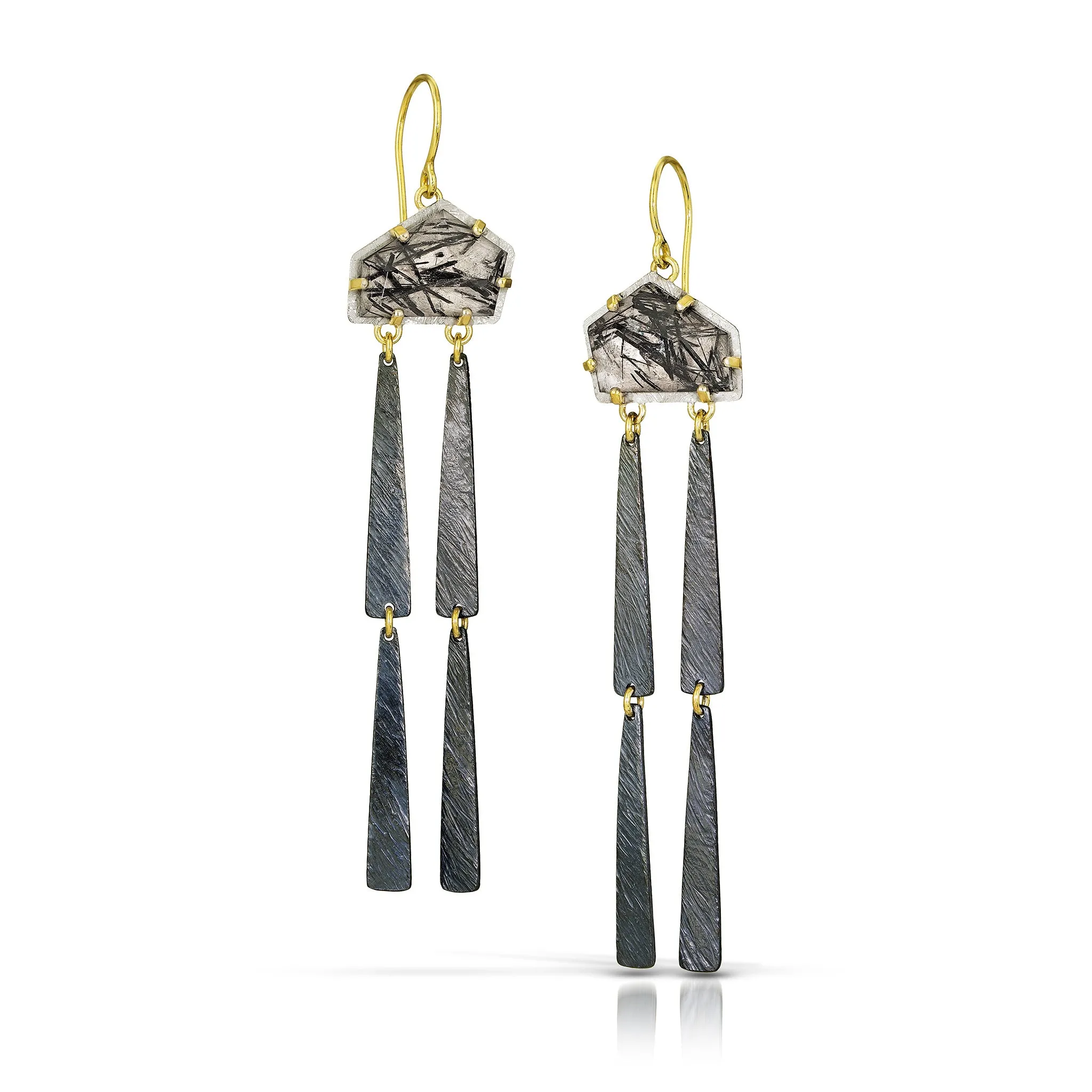 Tourmalated Quartz Triangles Earrings