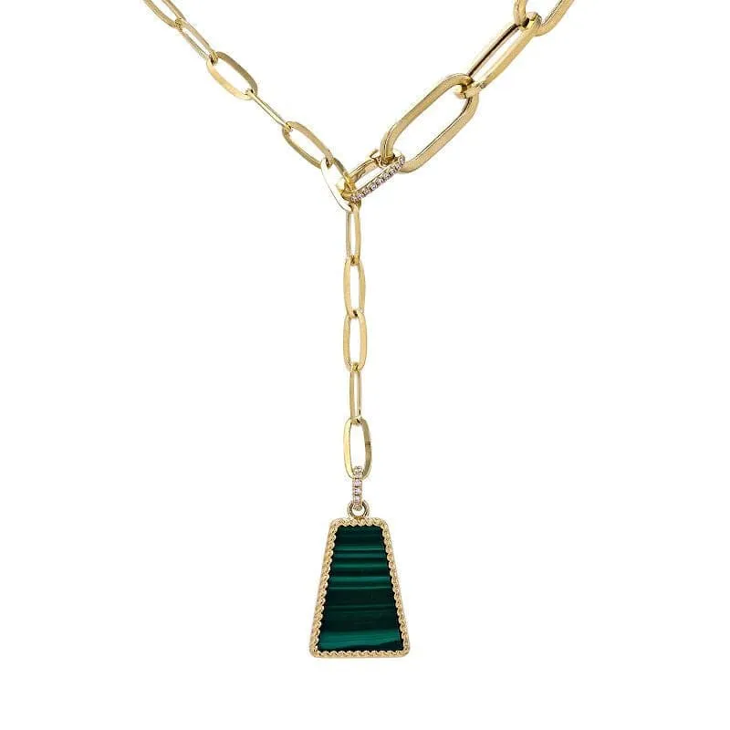 Trapezoid Pendant Graduated Link Chain Y-Necklace