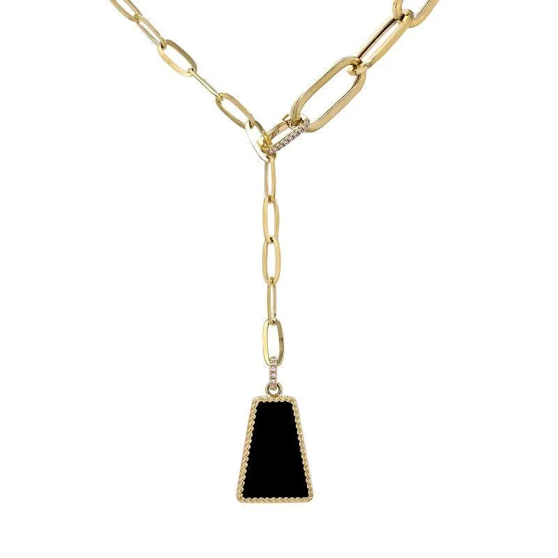 Trapezoid Pendant Graduated Link Chain Y-Necklace