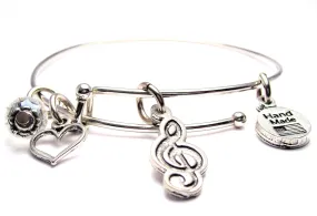 Treble Clef Expandable Bangle Bracelet