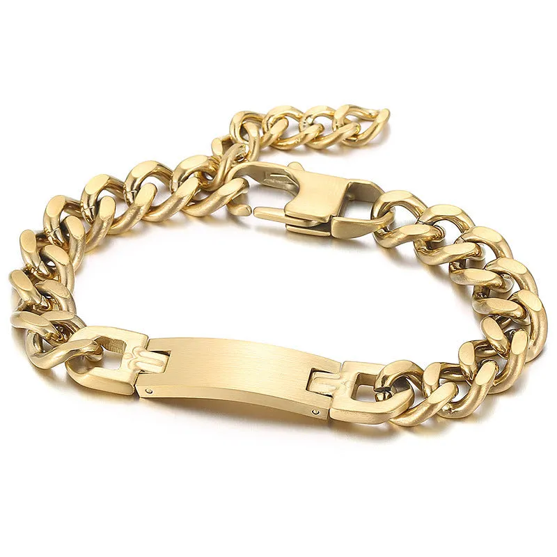 Trendy Hip Hop Cuban Chain Bracelet for Men - European and American Style Titanium Steel Accessory