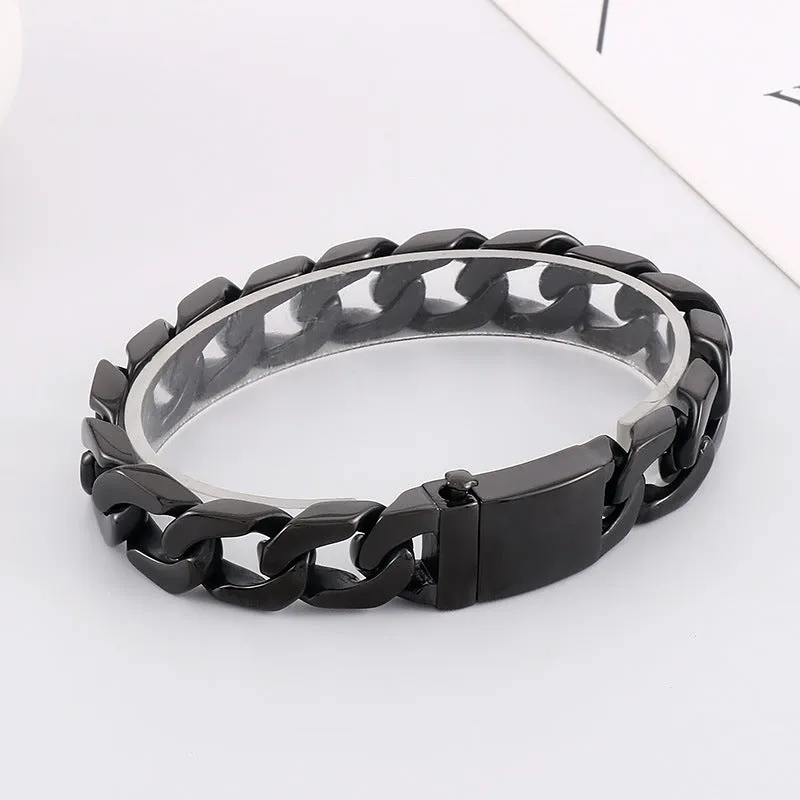 Trendy Men's Titanium Steel Cuban Chain Bracelet - European & American Fashion