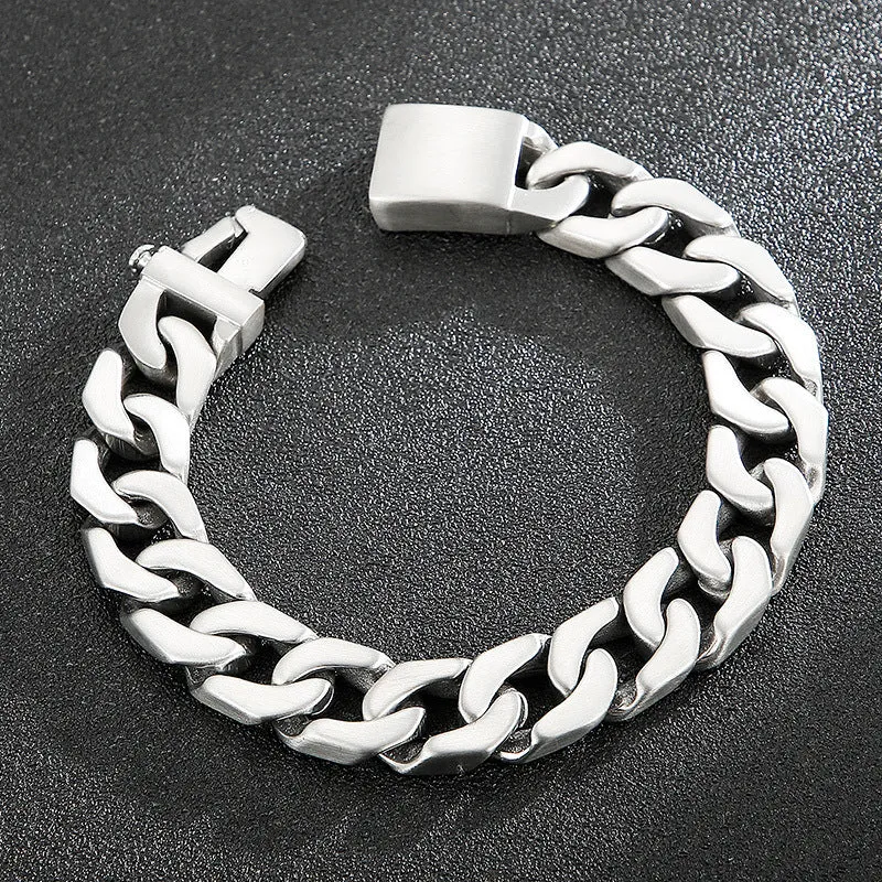 Trendy Men's Titanium Steel Cuban Chain Bracelet - European & American Fashion