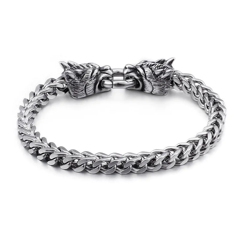 Trendy Stainless Steel Titanium Punk Bracelet for Men - Bold Dragon Design