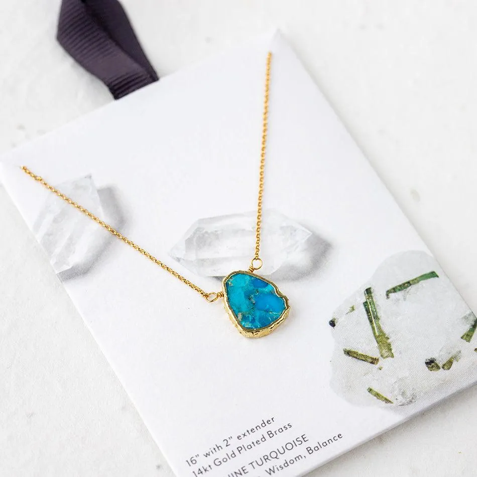 Turquoise Gemstone Slice Necklace