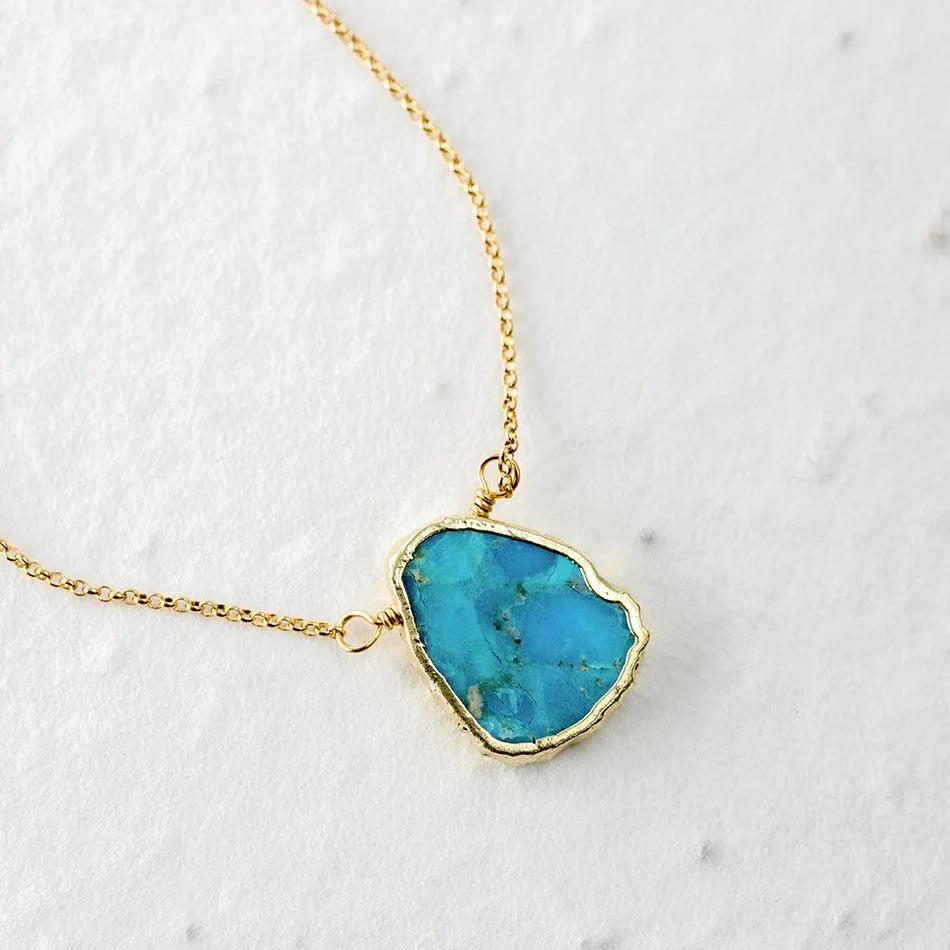 Turquoise Gemstone Slice Necklace