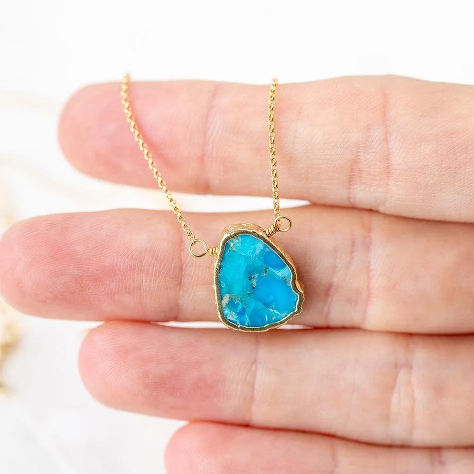 Turquoise Gemstone Slice Necklace