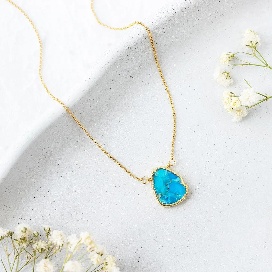 Turquoise Gemstone Slice Necklace