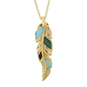 Turquoise Malachite Leaf Pendant Necklace