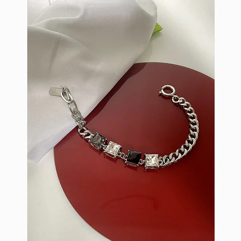 Unisex Black And White Color Diamond Bracelet