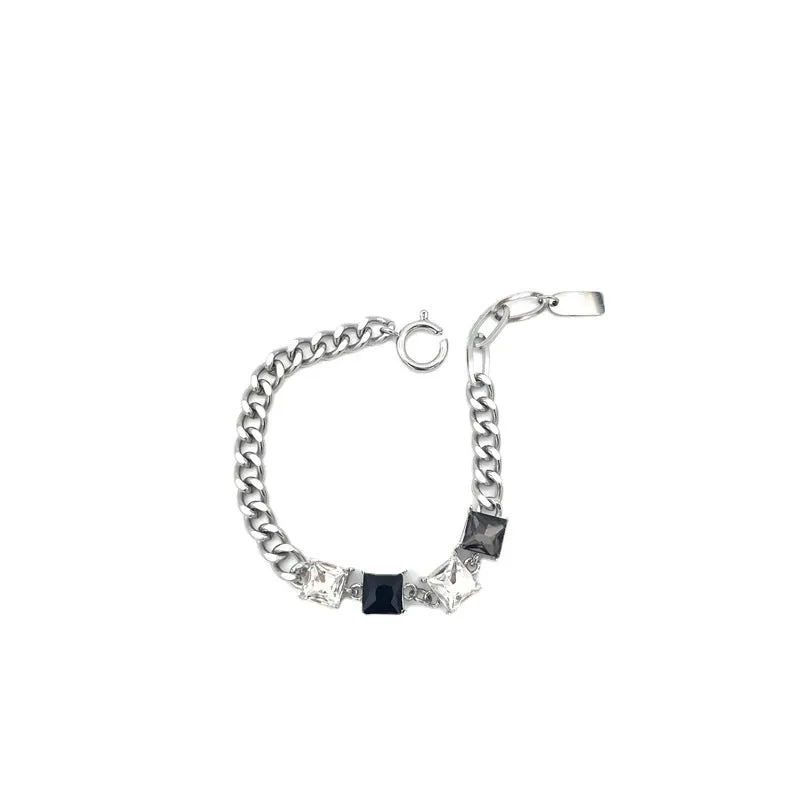 Unisex Black And White Color Diamond Bracelet