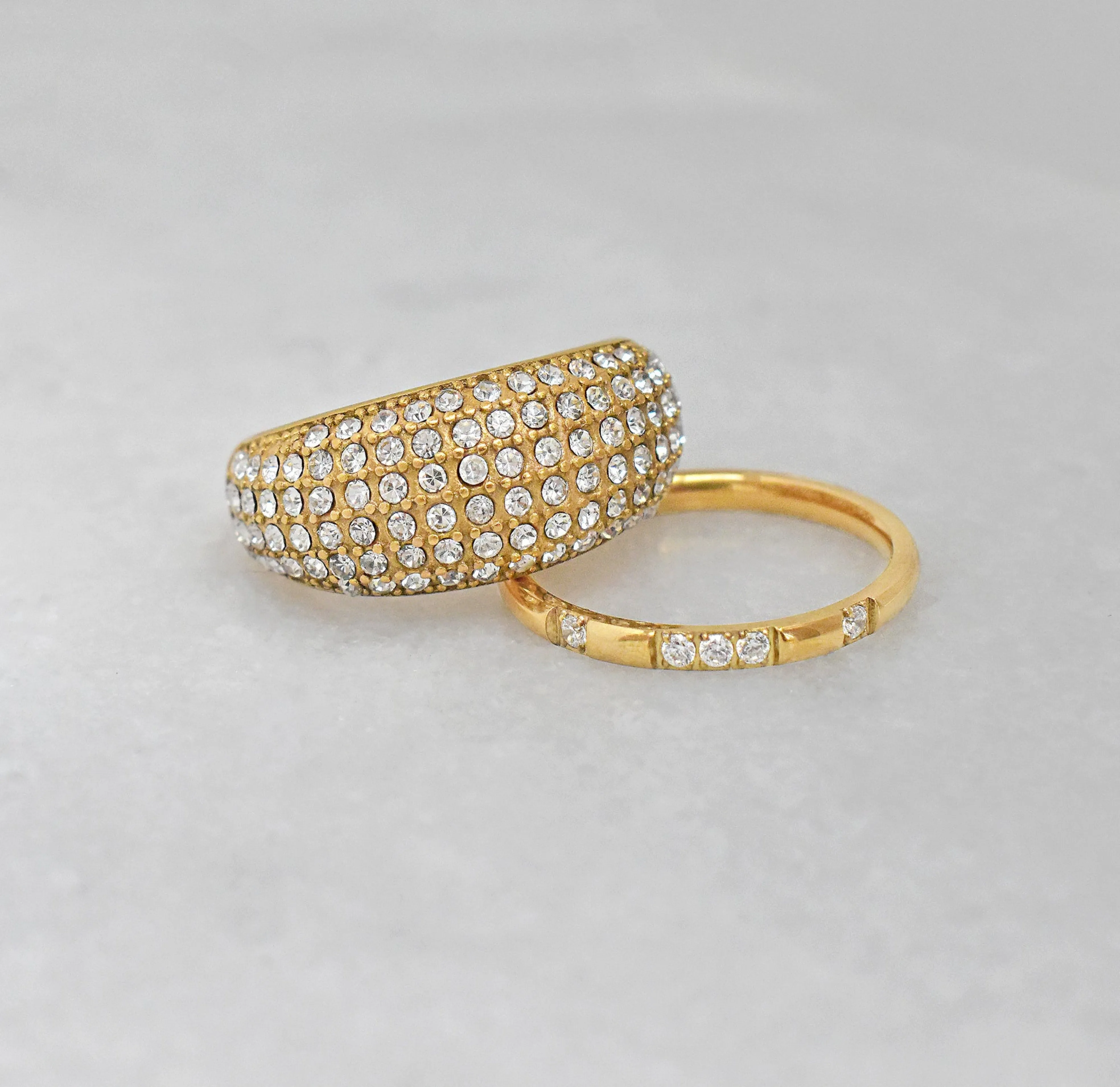 VEDA DAINTY GOLD CZ DIAMOND STACKABLE RING