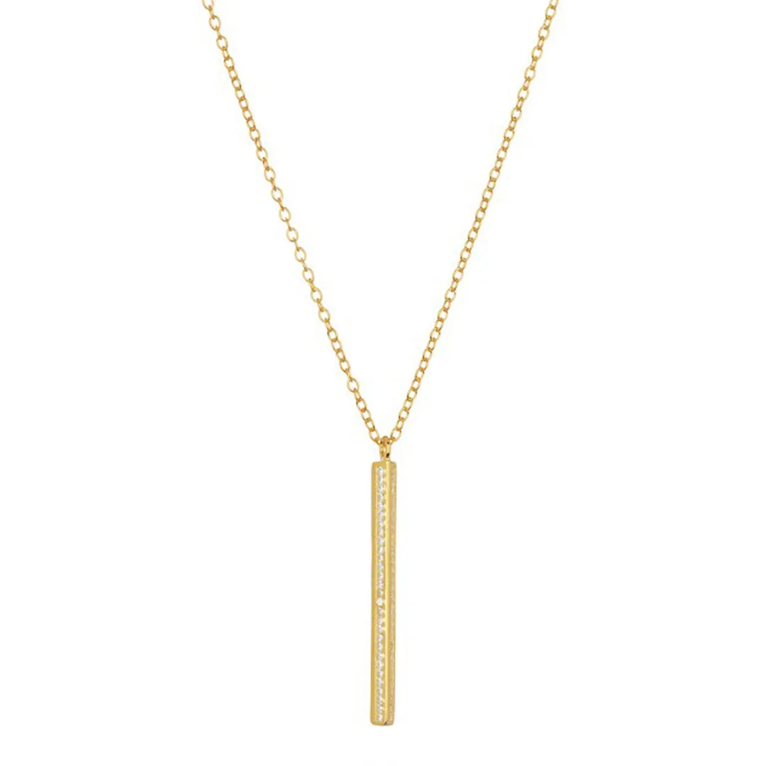 Vertical Crystal Bar Necklace silver gold