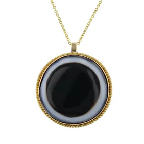 Victorian 14K Rose Gold Agate Pendant Necklace