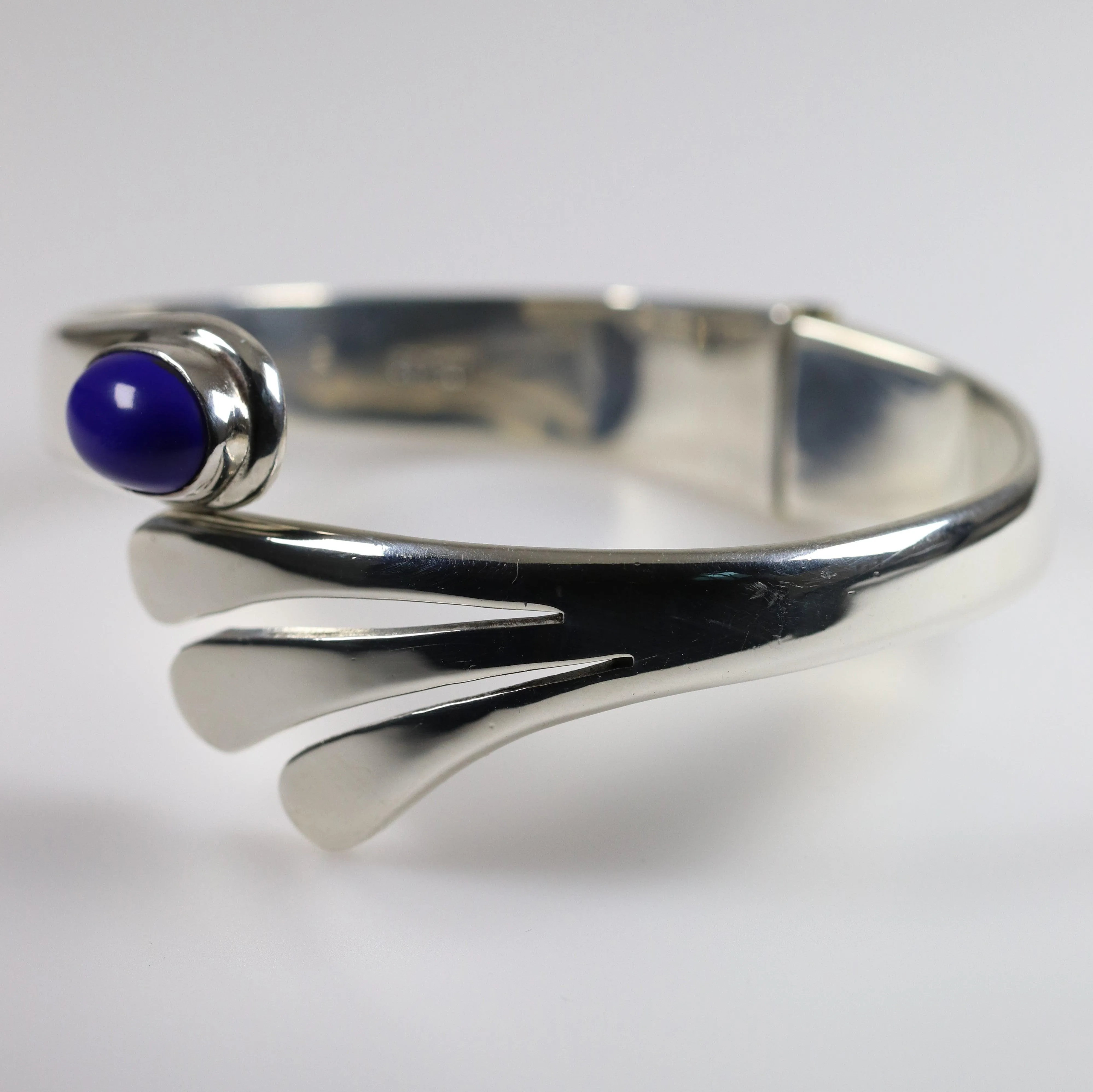 Vintage Silver Mexican Jewelry | Lapis Lazuli Modernist Bracelet