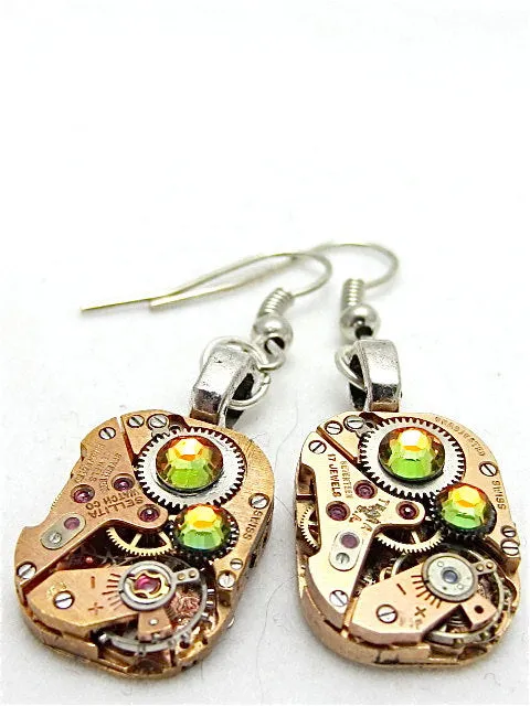 Watch movement Earrings - Gleam - Steampunk Earrings - Repurposed art