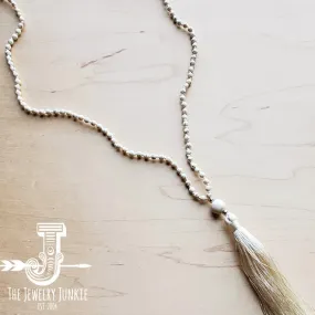 White Turquoise Necklace with Fringe Tassel