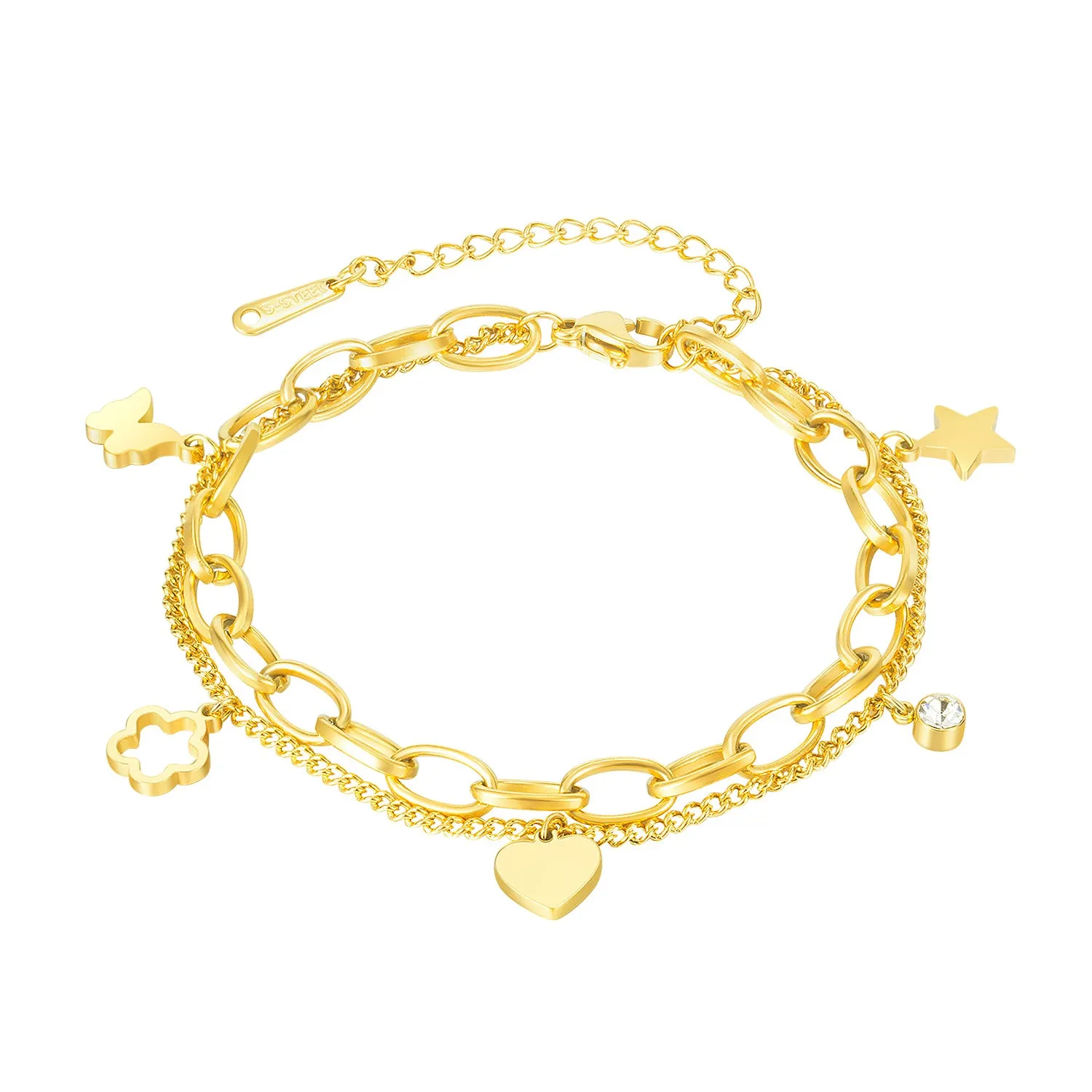 Women's Fashion Heart and Star Bracelet