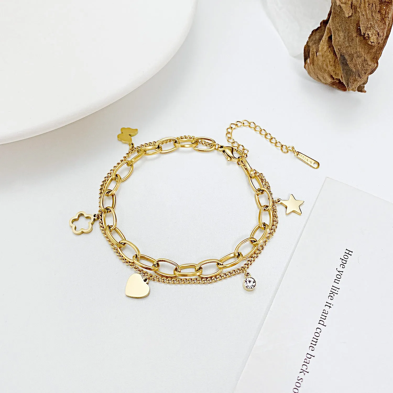 Women's Fashion Heart and Star Bracelet