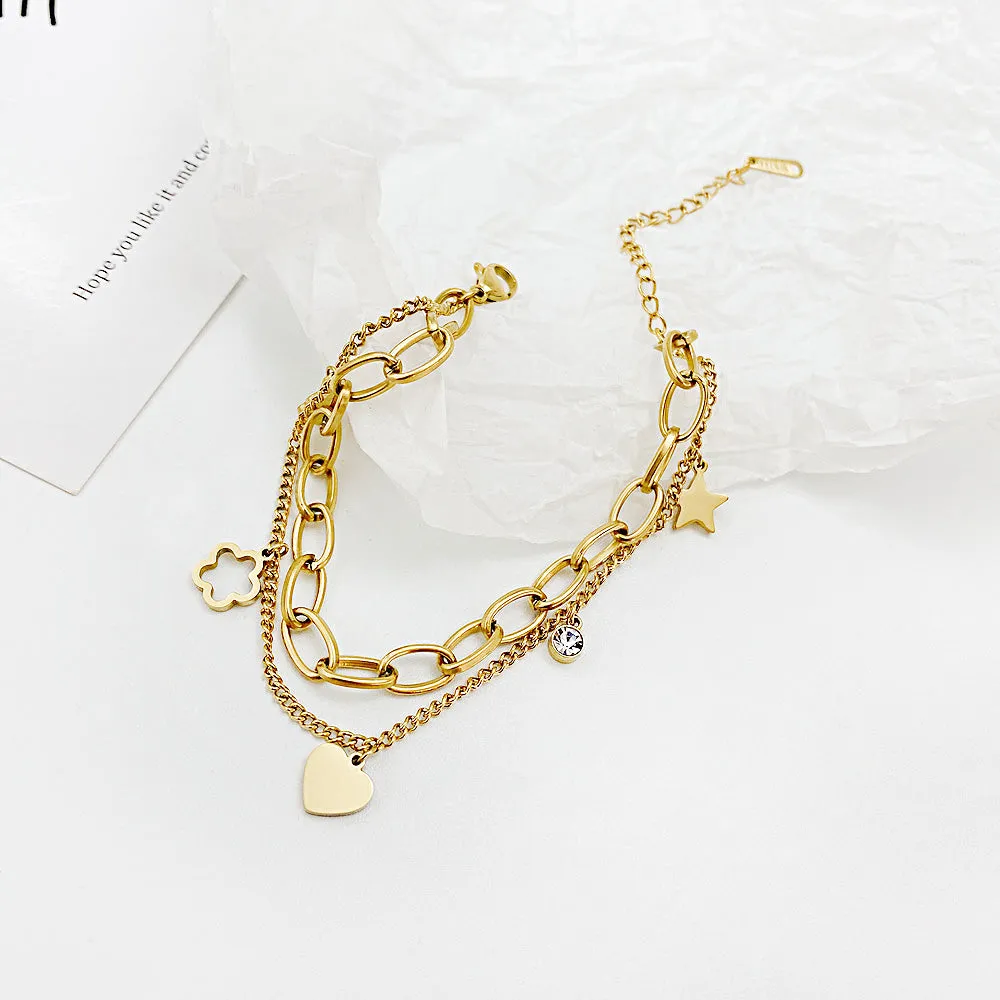 Women's Fashion Heart and Star Bracelet