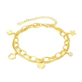 Women's Fashion Heart and Star Bracelet