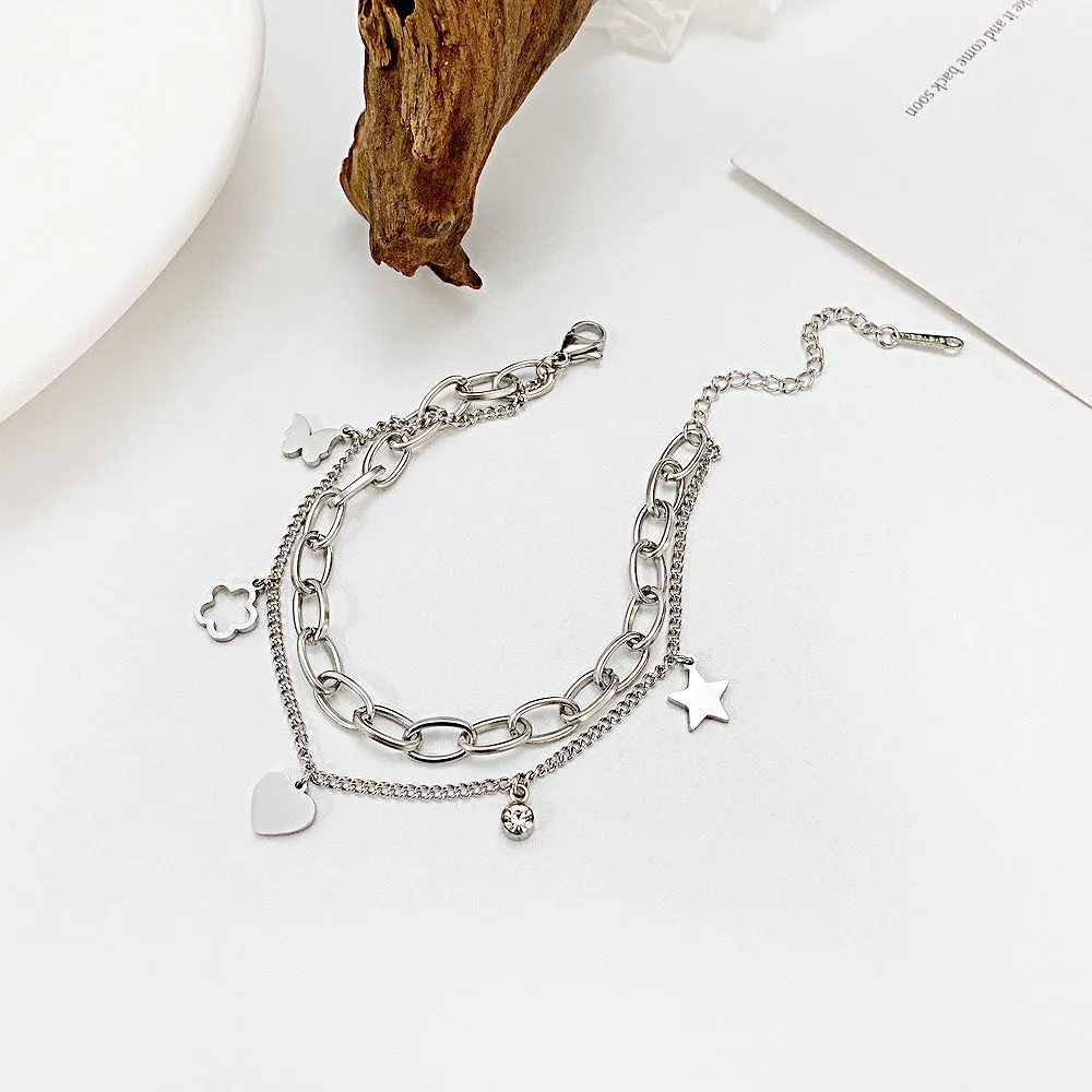 Women's Fashion Heart and Star Bracelet