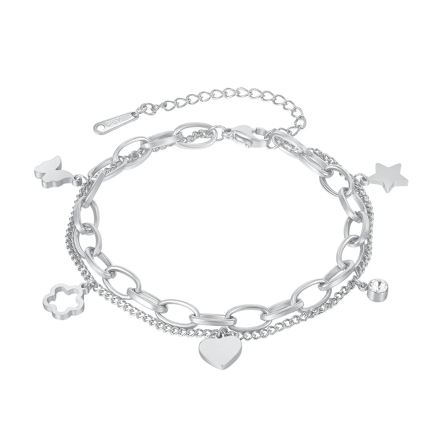 Women's Fashion Heart and Star Bracelet